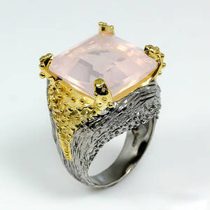 Cocktailring m facetsleben rosen kvarts, 19,2 gram