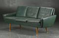 Georg Thams. Tre-pers. sofa, grønt læder, 1960erne                              