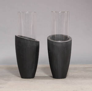 Sæt lanterner af glasfiber med skærme af glas 2