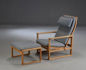 Børge Mogensen. Slædestol samt skammel eg, model 2256 2