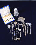 Samling Sølv, theskeer mm. 20 Vægt ca. 290 gram.
