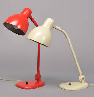 To bordlamper i lakeret metal. Bauhaus-stil. 1900-talles første halvdel. 2