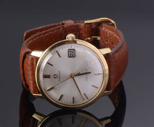 Vintage Omega Genève, herrearmbåndsur af 18 karat guld