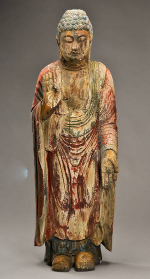 Kinesisk buddha af træ 1900 tallet