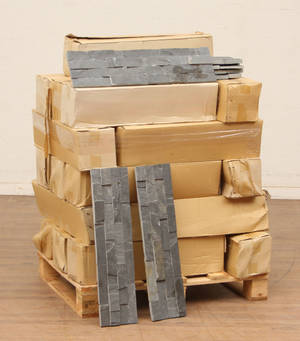 Grå stenvæg af ægte natur-skifer, 12 kvm