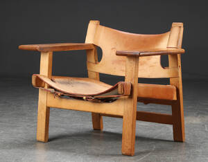 Børge Mogensen. Den spanske stol, lænestol, egetræ og kernelæder