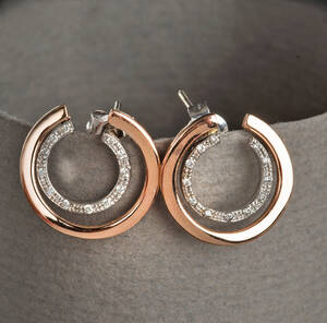 Ohrringe, 18 kt RotgoldWeißgold mit Brillanten 2
