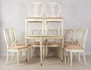 MATSALSGRUPP, 9 delar, gustaviansk stil, 1900-tal.