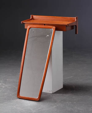 Børge Mogensen 1914 - 1972. Hængekonsol m. spejl, teak 2