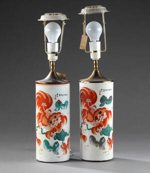 Par kinesiske hatstands  bordlamper, 20. årh. 2