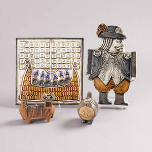 Reliefer samt figuriner Lisa Larson