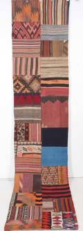 Persisk Patchwork kelim, 340 x 75 cm