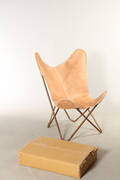 Butterfly chair  Flagermusstol, naturfarvet skind 