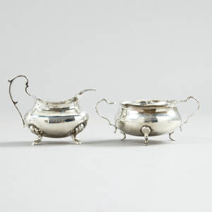 Sockerskål och Gräddkanna silver Birmingham