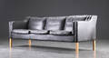 Mogens Hansen. Tre-pers sofa, sort læder
