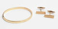 Armring af 14 kt. guld, samt manchetter af 8 kt. guld