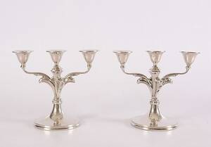 KANDELABRAR, 1-par, nysilver, 1900-tal.