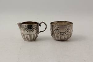 Gräddkannasockerskål, silver