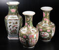 Vaser, 3 st, porslin, Kanton, Kina, 1900-tal 3