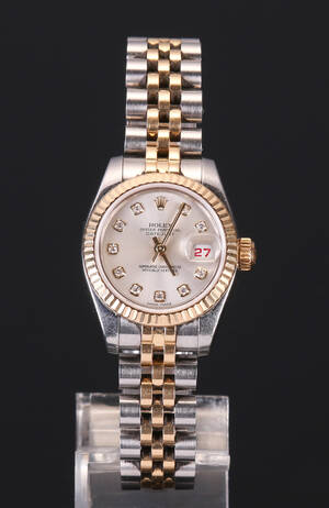 Rolex Oyster Perpetual Datejust damearmbåndsur med diamanter Denne vare er sat til omsalg under nyt varenummer 4335961