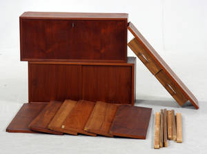 Reolsystem, væghængt, teak 9