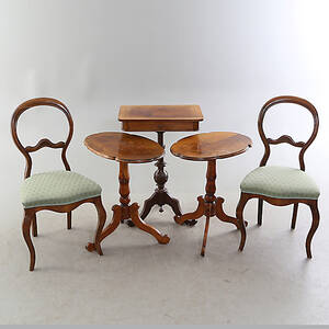 PELARBORD samt STOLAR, 5 delar, 181900-tal.