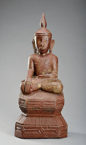 Buddha af skåret træ Burma 20 årh