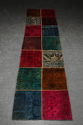 Persisk Patchwork tæppe, 355 x 84 cm.
