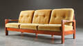 Tre-pers. sofa, velour og bejdset bøg, 1970erne