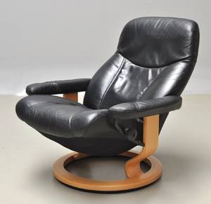 Stressless sort læder stol