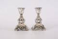 LJUSSTAKAR, 1 par, nysilver, rokokostil, 1900-tal.