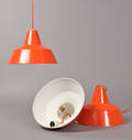 Louis Poulsen - 3 arbejdspendler af orange emalje. 3