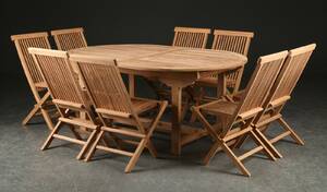 Havemøbelsæt, Bord og otte stole, teaktræ 9