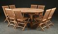 Havemøbelsæt, Bord og otte stole, teaktræ 9 