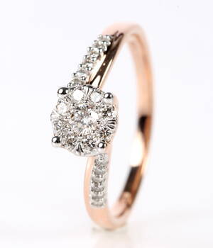 Brillantring af 14 kt rosaguld, 0.30 ct