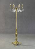 Standleuchter, 6- Lichtig, Messing mit Prismenbehang,  20. Jh.