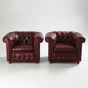 Clubfåtöljer 1 par oxblodfärgat skinn