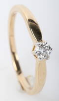 Solitairering, 14 kt guld, 0.18 ct