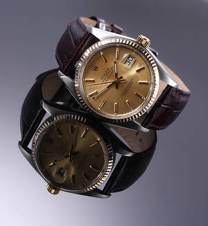 Rolex Datejust. Herreur i 18 kt. guld og stål med champagnefarvet skive, ca. 1978