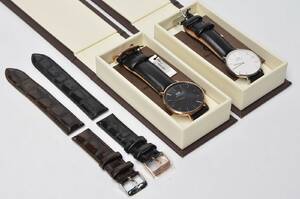 Daniel Wellington. To armbåndsure af stål og forgyldt stål med ekstra remme. 4