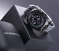 Armani, nr. AR-5989. Herrechronograf i stål med sort skive 