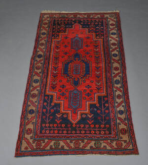 Orientalsk tæppe, uld på bomuld, 216 x 129 cm