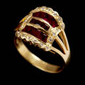 Ring 18 k guld rubiner briljanter