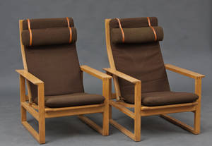 Børge Mogensen 1914-1972. Højryggede slædestole, eg 2
