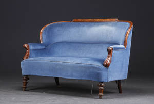 Dansk Møbeldesign. Salonsofa af mahogni, ca. 1880