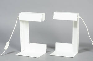 Konstantin Slawinsky for Julian Appelius, to Left or Right, natlamper med hylde, hvidlakeret metal 2