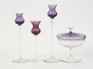 Ljusstakar 3st samt skål på fot