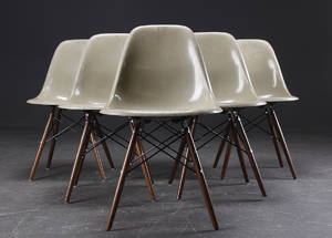 Charles Eames Sæt på seks stole, model DSW, glasfiber 6