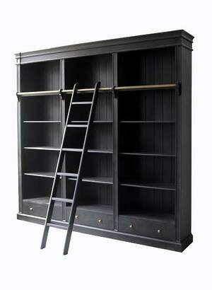 Bogreol i massiv helmalet træ i fransk landstil, sort malet 5