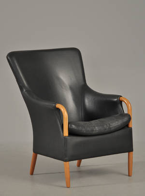 Hvilestol i sort læder